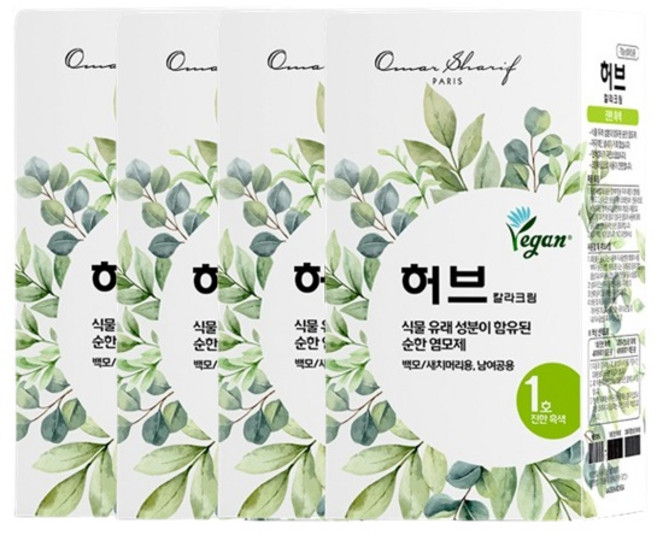 동성제약 허브 칼라크림 염모제, 1호 진한흑색, 4개