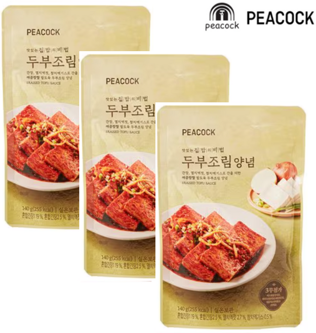 피코크 두부 조림 양념 수량, 3개, 140g