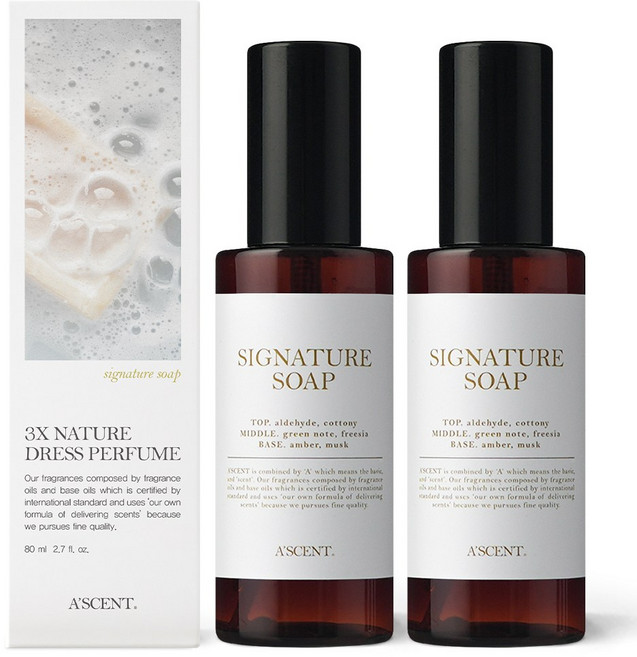 에이센트 드레스퍼퓸 섬유향수, 2개, 80ml, 시그니처솝