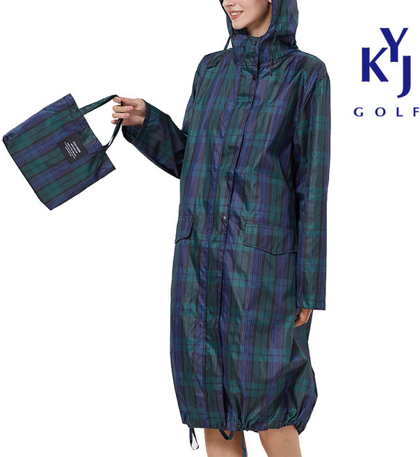 여성 골프 우비 체크 여자 비옷 캐디우비 여성 레인 코트 KOSLRC02, XL, 그린, 1개
