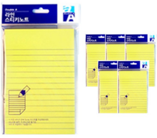 더블에이 라인 스티키 노트 150 x 101 mm, 옐로우, 1개입, 6개