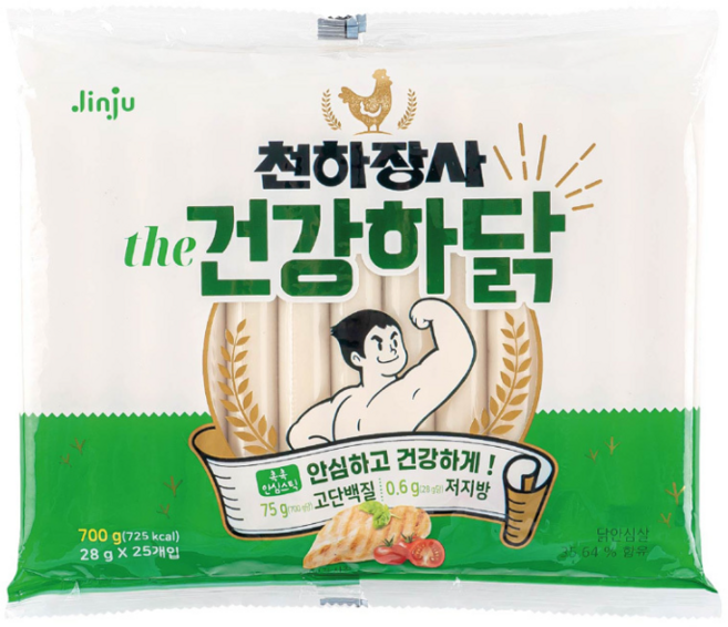 진주햄 천하장사 더 건강하닭 소시지, 700g, 9개