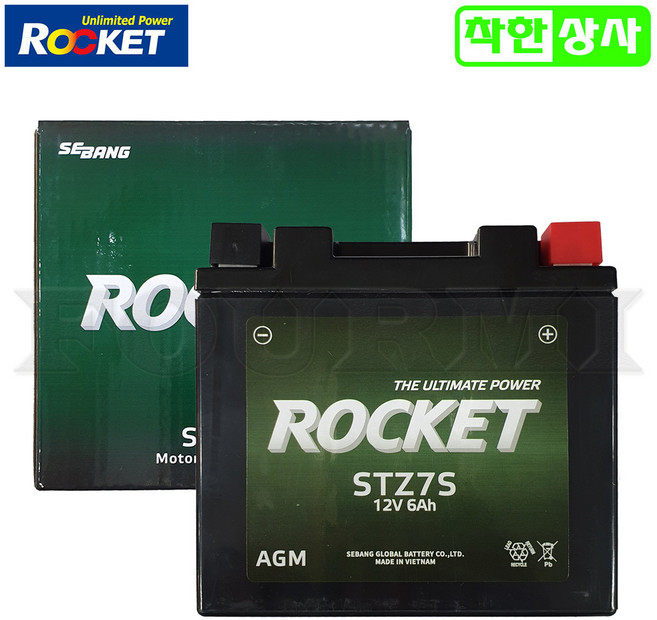 로케트 스쿠터 배터리 PCX 엔맥스 줌머 클릭 STZ7S 12V6A 완제품, 로케트배터리STZ7S-BS 12V6A, 1개