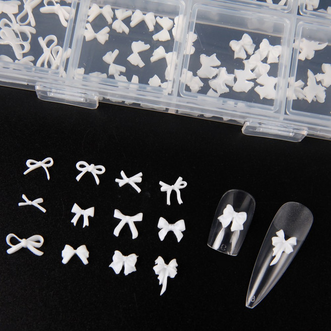 부띠끄코리아 리본네일파츠 12구세트 약200개입 미니리본파츠, 1개, 화이트