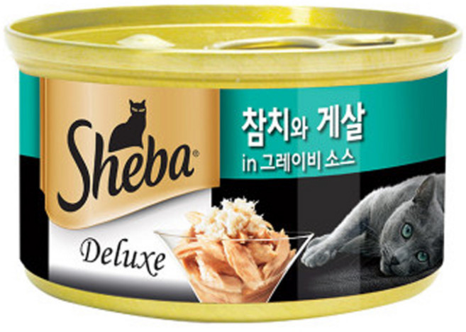 쉬바 반려묘용 간식 캔, 혼합맛(참치/게살), 85g, 5개