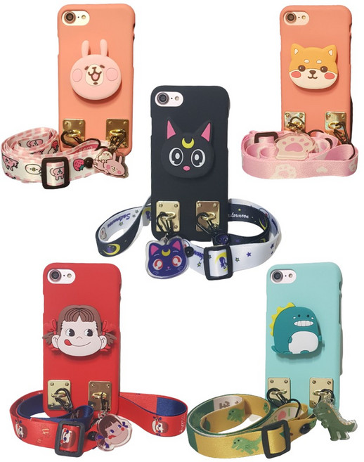 [루카] 갤럭시 점프4 M36 (M366) {Unique Item}소프트 칼라 핸드폰 케이스 Cute 캐릭터 스마트 톡+후크링 연결 Lovely 목걸이줄 {세트}