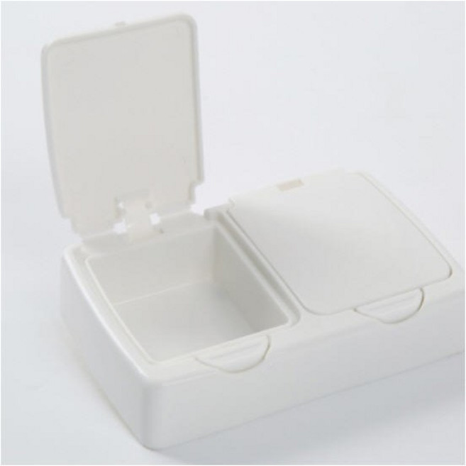 원터치 면봉 화장솜 보관함 정리함 사각 2구 DD-11372, 화이트, 1개