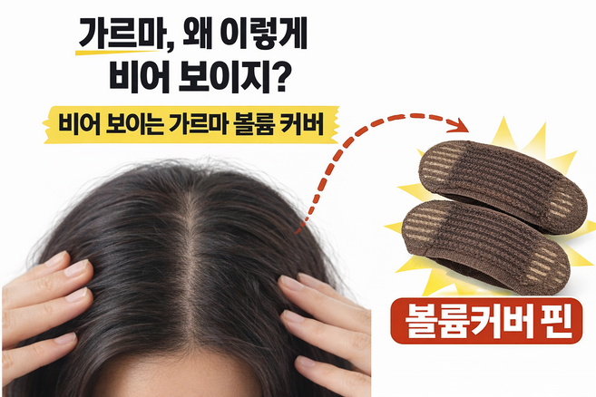 가르마 볼륨핀 뿌리볼륨 고정핀 자연스러운 정수리 볼륨 집게핀, 4개, 흑갈색