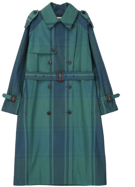 25FW 다크그린 체크 벨티드 트렌치코트 DLCO5D127E3