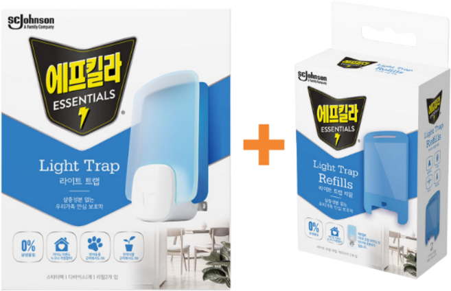에프킬라 라이트트랩 본체+리필2입+리필2입_(LED 초파리트랩 날벌레퇴치기 버그트랩 포충기), 1개