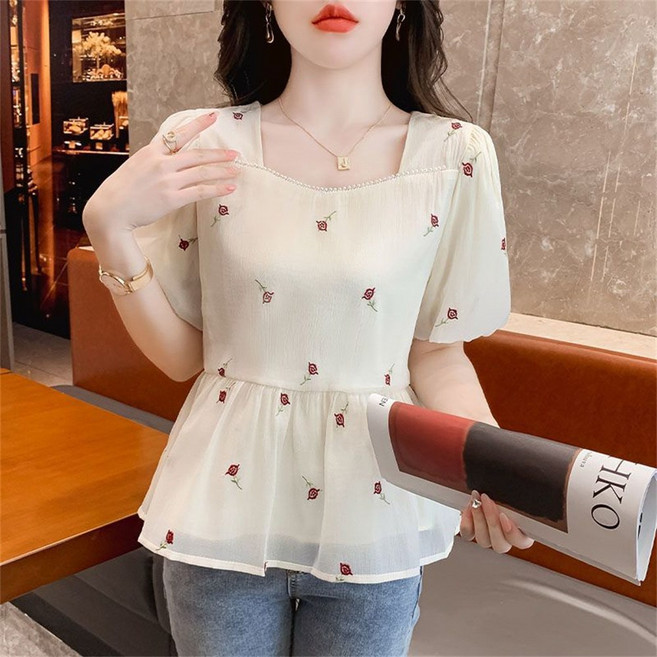 besteffie 여성쉬폰블라우스 20대블라우스 사무실 반팔 이너 쉬폰블라우스 빅사이즈 여성 K51
