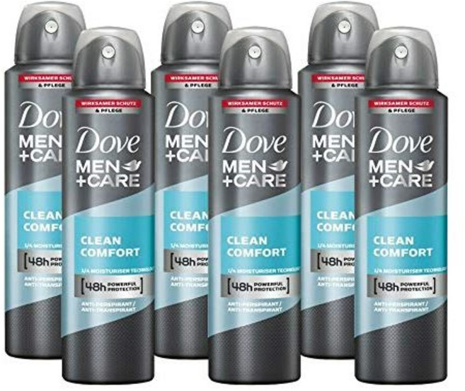 DOVE 도브 맨케어 데오드란트 스프레이 클린 컴포트 150ml 6팩, 6개