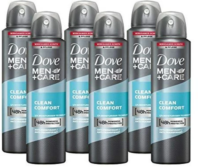 DOVE 도브 맨케어 데오드란트 스프레이 클린 컴포트 150ml 6팩, 6개 - 쿠팡