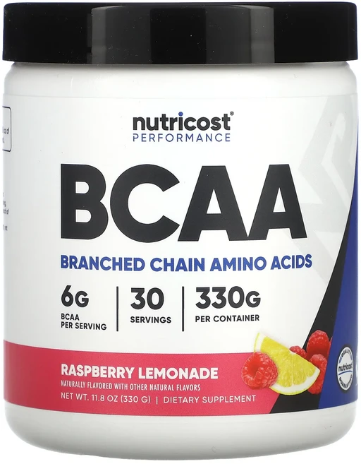 Nutricost 운동 능력 BCAA 라즈베리 레모네이드 330g(11.8oz), 330g, 1개 - 쿠팡