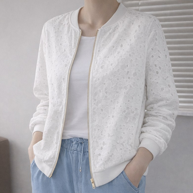 바이누아 여성 플라워 레이스 집업가디건 봄 여름 간절기 아우터