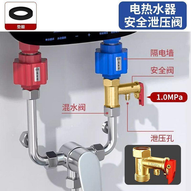 good 加厚電熱水器安全閥家用泄壓閥排氣閥減壓閥止水閥通用配件, 1個, 1.0Mpa熱水器通用安全閥
