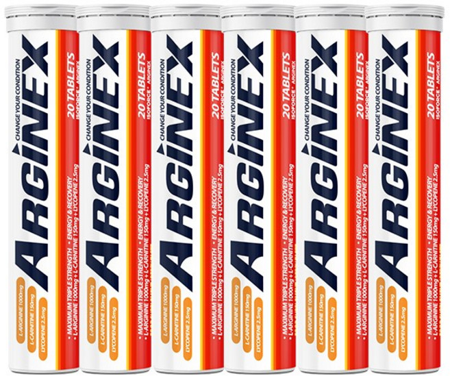 (당일 출고) 이소포스 아르기넥스 독일정품 고함량 수용성 아르기닌 음주전후 운동후 정신 육체노동 활력충전, 13정, 6개