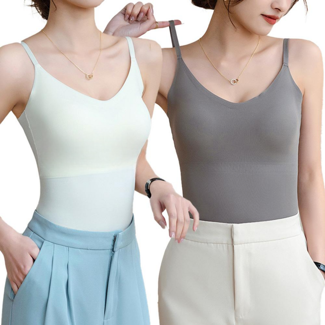 (1+1) 러브핑코 라이트핏 브라나시탑 심리스 나시탑 브라캡 내장