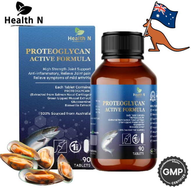 호주 헬스엔 100% 호주 원재료 초록입홍합 글루코사민 연어코연골 프로테오글리칸 액티브 포뮬라 90캡슐, 1개, 90정