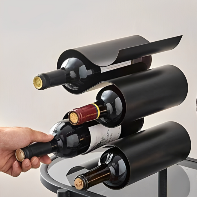 레치 모던 미니멀 인테리어 스틸 와인 거치대, 1개, 블랙