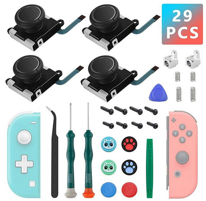 4 Pack Joycon Joysticks Replacement Joystick Analog Thumb Sticks for Nintendo Switch Switch Lite, Black 4 Pack, 1개