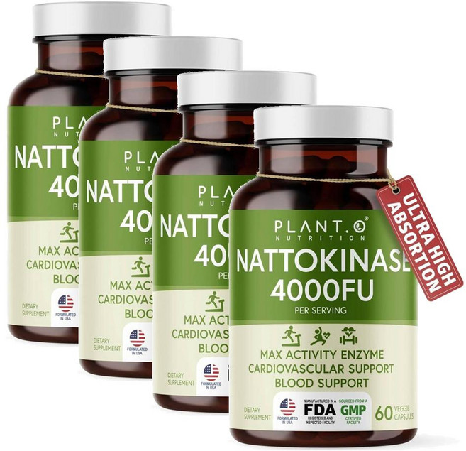 플랜트오 나토키나제 4000FU 서플리먼트 위드 맥스 엔자임 캡슐 PLANT.O NUTRITION Nattokinase, 4개, 60정