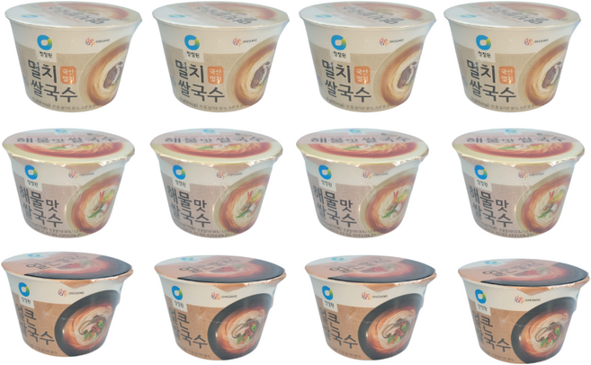 청정원 멸치쌀국수4개+얼큰쌀국수4개+해물쌀국수4개 총 12개, 해물4개+얼큰4개+멸치4개, 1개