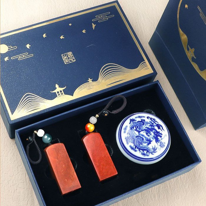 壽山石情侶對章 篆刻名字 姓名印章 刻字禮物, 1個, 寿山石情侣对章钥匙扣礼盒款