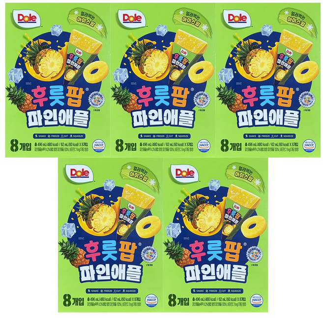 Dole 돌 후룻팝 파인애플 파인애플팝 얼려먹는주스, 496ml, 5개