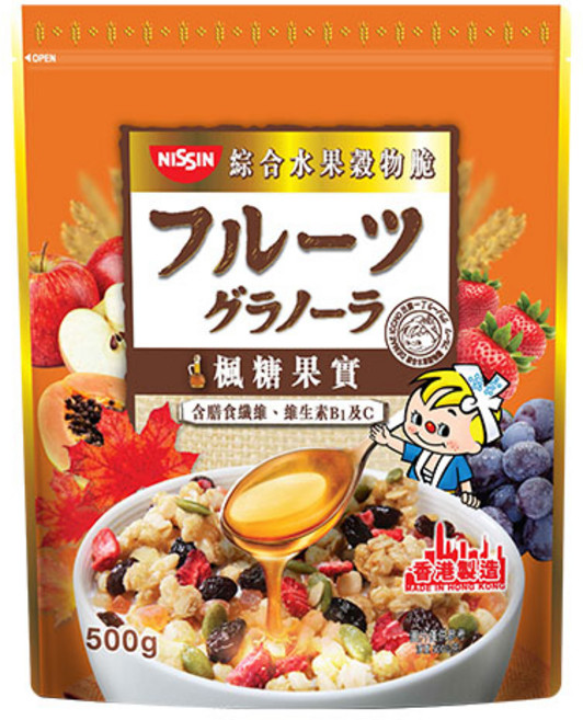 NISSIN 日清 水果穀物脆 香甜草莓 400g, 1個, 綜合水果穀物脆(楓糖果實)500g