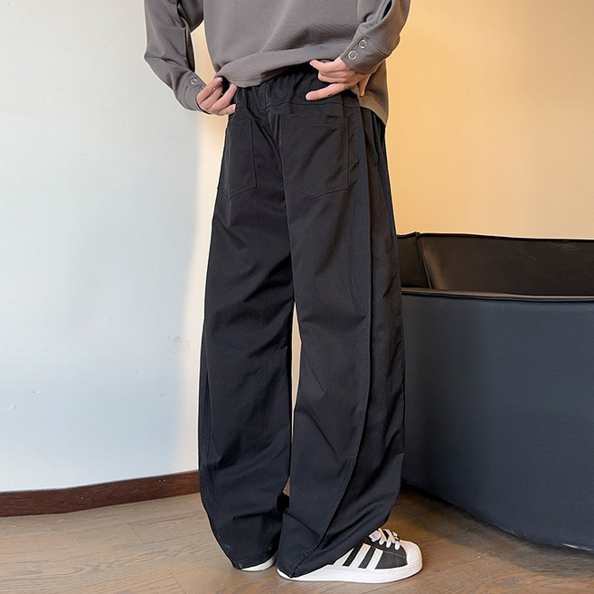 FINAL SENSE남성 루즈 와이드 팬츠 드레이프감 캐주얼 팬츠 봄가을 고급미 미국식 레트로 커브드 팬츠