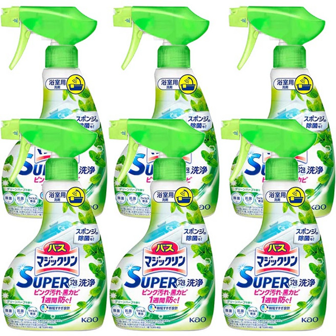 花王 魔術靈 浴室防霉泡沫清潔劑 綠草香, 350ml, 6瓶