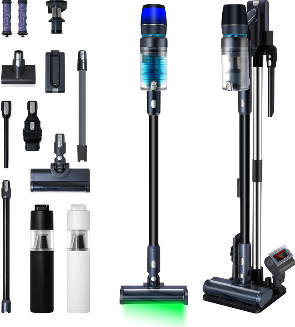 최신형 차이슨 무선 청소기 BLDC V50 자동충전 거치대 + 고사양 흡입력, 혼합색상