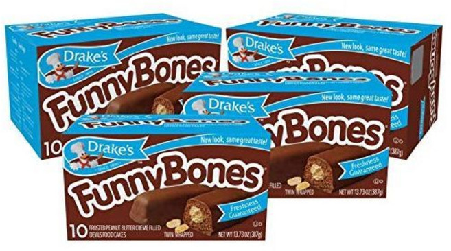 Drake's 케이크 스낵 드레이크의 재미있는 뼈 40개 트윈 랩 포장 땅콩 크림 필링 데빌스 푸드 4개입, 13.73 온스 (4팩)