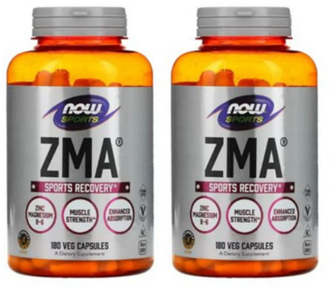 NOW Foods Sports ZMA 1PACKAGE 운동 후 회복 베지 캡슐, 180정, 2개