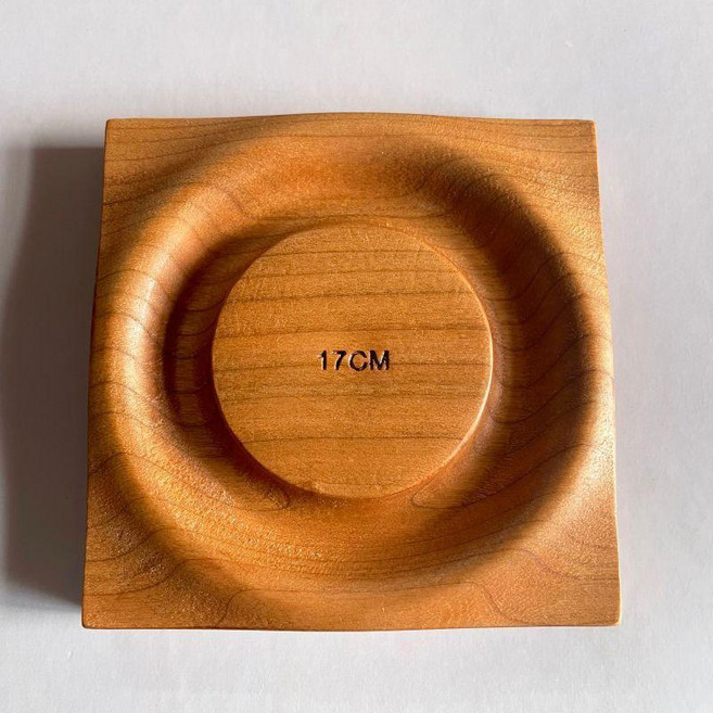 櫻桃木圓形凹槽展示盤 18CM, 櫻桃木