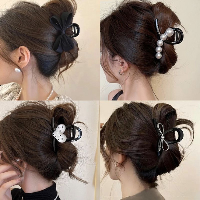 민민 여성용 데일리 귀여운 헤어 집게핀 심플 8cm 중형 꼬임 머리 집게핀 4종세트