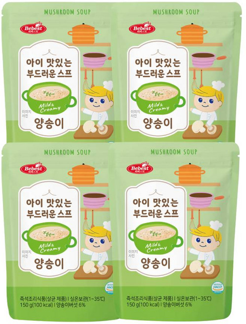 베베스트 아이 맛있는 부드러운 스프, 양송이, 150g, 4개