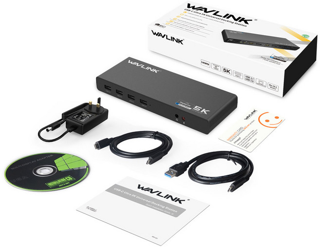 기가비트 USB-C 윈도우 USB 도킹 스테이션 맥 비디오 링크 HDMIport OS용 범용 듀얼 디스플레이 5K 이더넷 디스플레이 3.0 Wavlink, 03 UK Plug, 1개