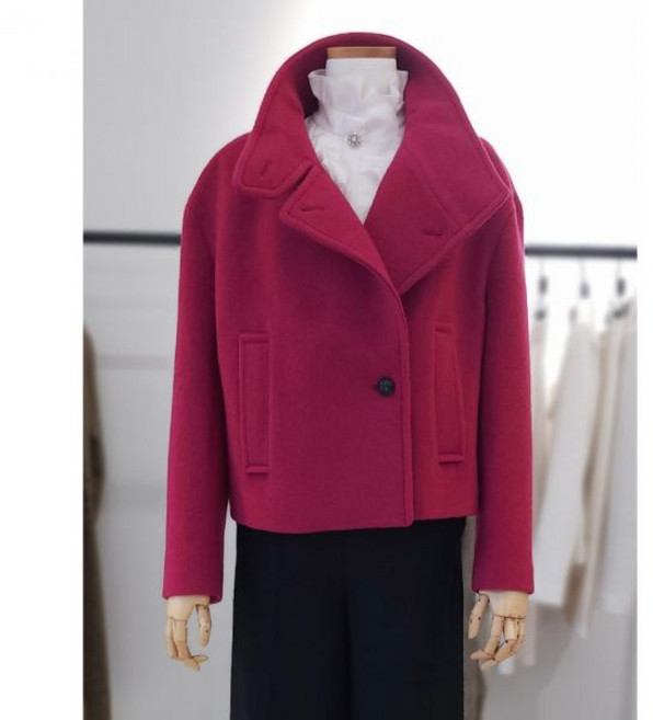 [모조에스핀] 모 소재 하이넥 크랍기장 자켓 코트 (S254MSF013)