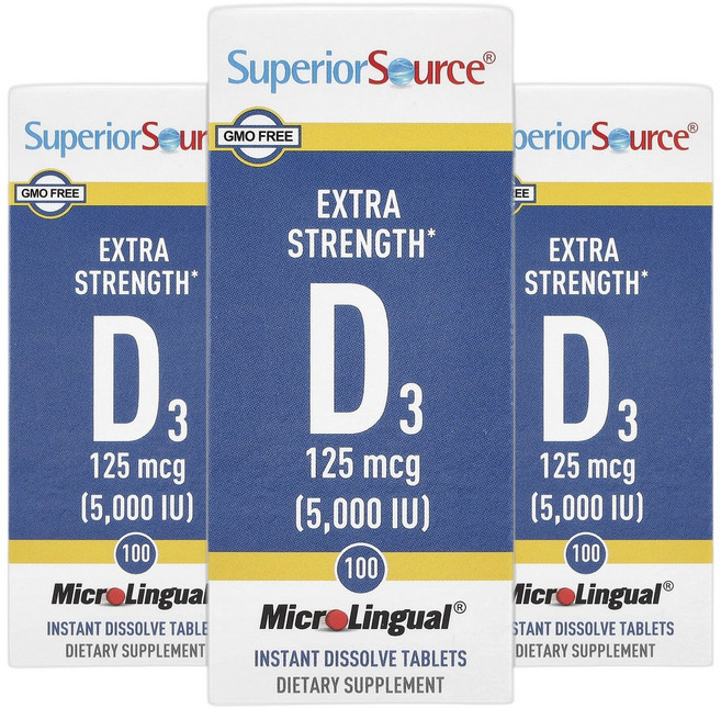 Superior Source D3 엑스트라 강도 125mcg(5000IU) 정제 100정, 3개