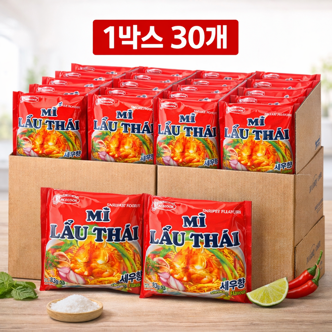 미라우타이 에이스쿡 베트남 라면 새우맛 83g, 30개