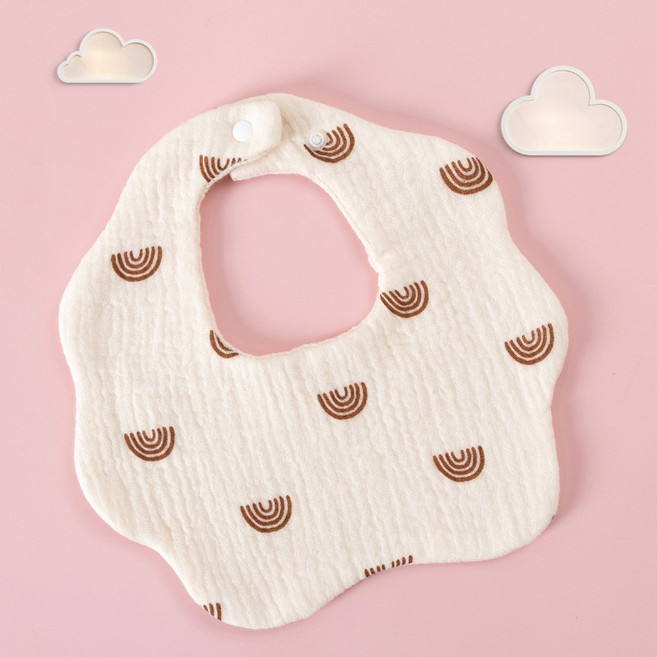 嬰兒圍兜 100%純棉六層紗布花瓣口水巾, 1個