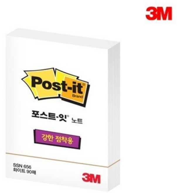 포스트잇 강한 점착용 노트 656, 90매 x 7개입, 화이트, 90장