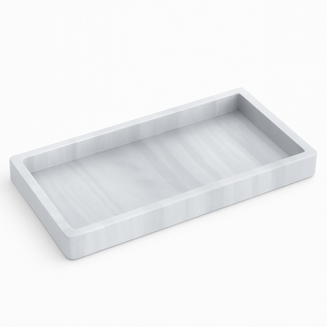 옥토버 실리콘 대리석 패턴 트레이 욕실 정리 액세서리 정리, 화이트 대리석