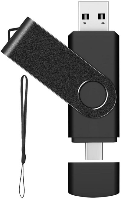 AreTop 16GB USB C 썸 드라이브 듀얼 2.0 플래시 회전 디자인 2-in-1 휴대용 타입-C 메모리 스틱 안드로이드 스마트폰 컴퓨터 맥북 태블릿 PC용 1, 128GB, 1팩
