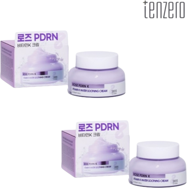 텐제로 로즈 PDRN 비타민 K 워터 수딩 크림 100g 2개 얼굴 안면 열기 열감 내리기 홍조 진정 보습 케어 모공 관리 식물성 장미 피디알엔 민감 피부 효능 효과 가격 추천