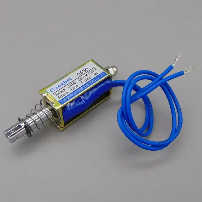 Gangbei-0730B DC 6V 12V 24V 1A 포스 5N JF-0730B 트래블 10mm 풀 타입 선형 솔레노이드 전자석, 02 12VDC