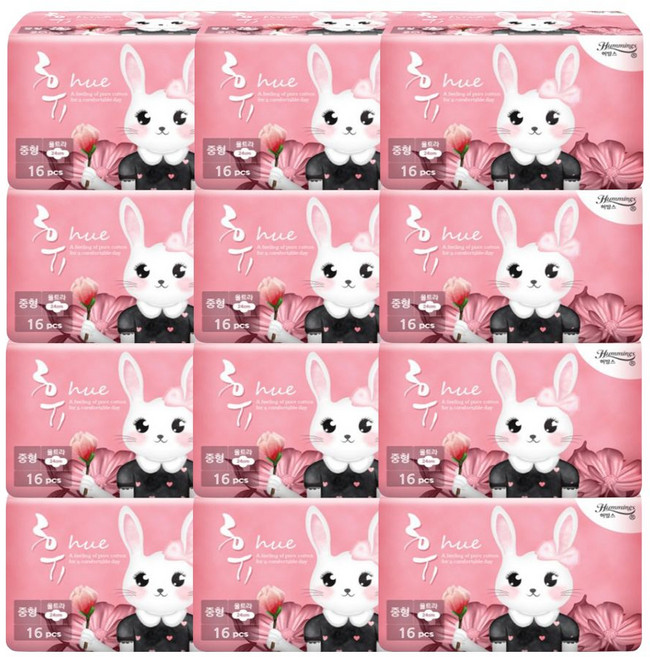 허밍스 생리대 휴 토끼 중형, 16개입, 12개
