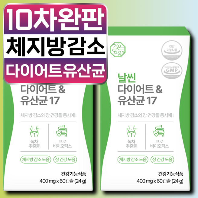 날씬 다이어트 유산균 17 체지방 감소 장 건강 배변활동 원활 식약청 인증, 2개, 60정